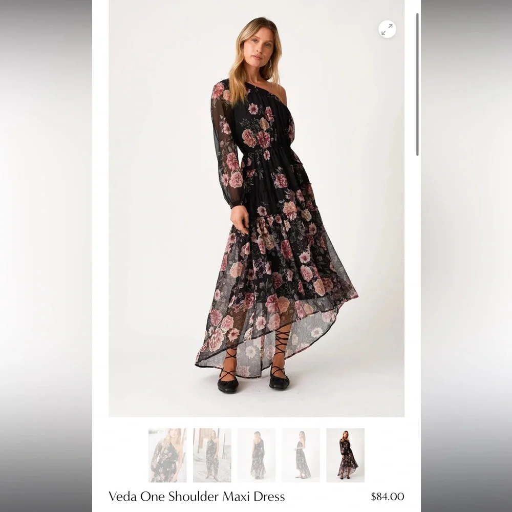 One Shoulder High Low Floral Dress - Picture 2 of 15